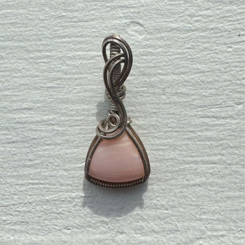 Wire Wrapped Pink Opal Pendant